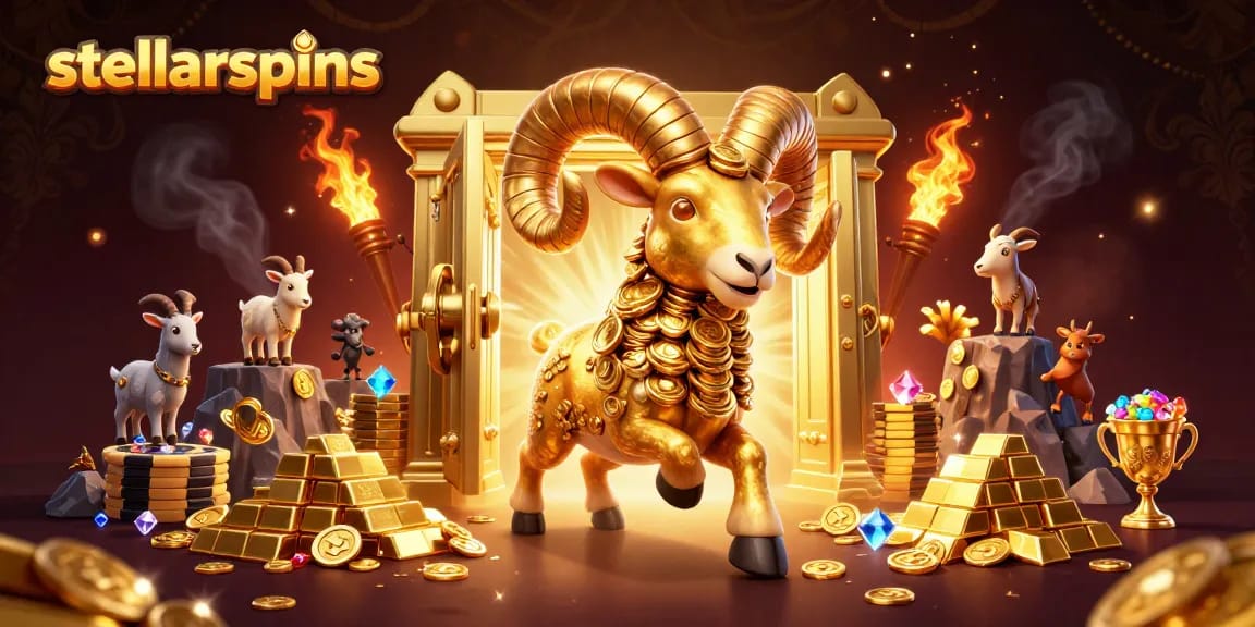 Experience the excitement of stellarspins with an epic scene of golden treasures and charged gameplay action.
