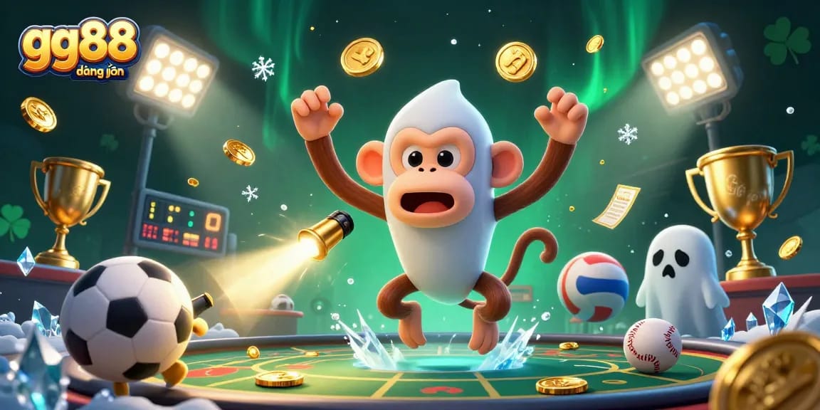 Experience the excitement at gg88 đăng nhập as a mischievous monkey juggles golden bets in a vibrant casino scene.