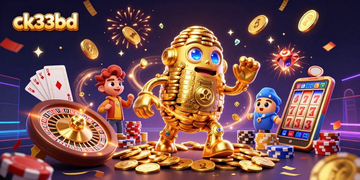 Engage in thrilling gameplay at ck33bd, featuring a golden golem and vibrant casino elements.