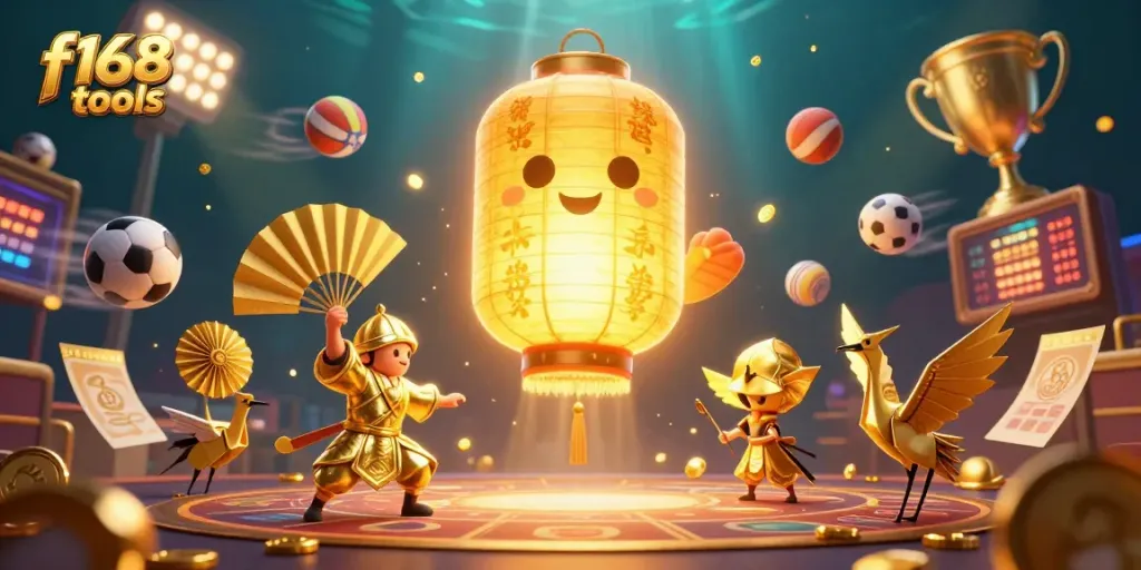 Experience f168 tools for exciting casino gaming with vibrant characters and dynamic sports elements in a magical night scene.