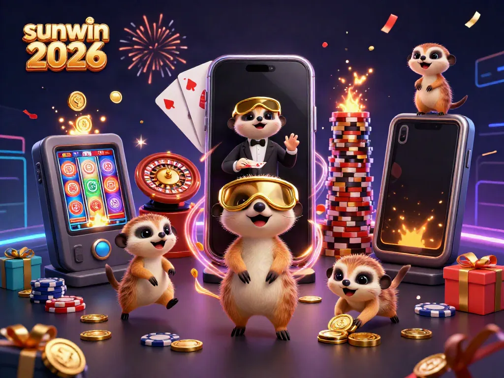 Experience sunwin 2026 with meerkats running a vibrant casino operation and engaging visuals.
