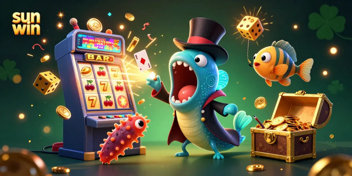 Experience the thrill of sun win as animated ocean creatures perform magic tricks amidst vibrant casino elements.