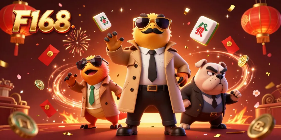 Engage in thrilling VIP gaming at F168 with raptors in disguise amidst casino festive elements.